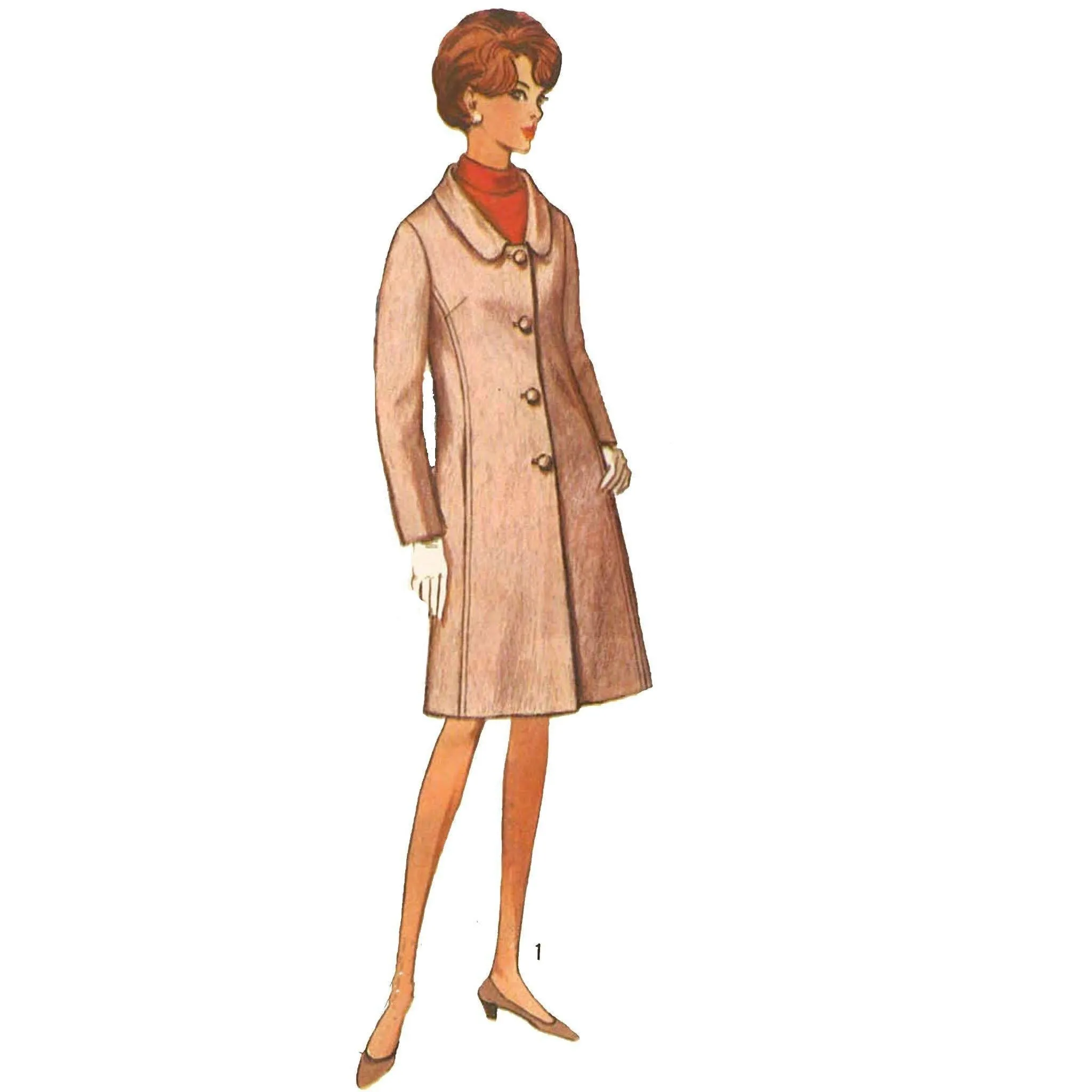 1960s Pattern, Women's Fitted Coat - Bust 34” (86.4cm)