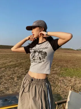 2024 Y2K Cat Print Crop Top for Women