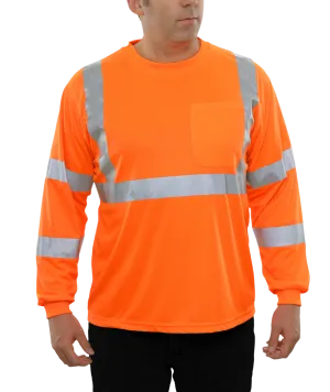 204STOR Hi-Vis Long Sleeve Orange Birdseye Pocket Safety T-Shirt