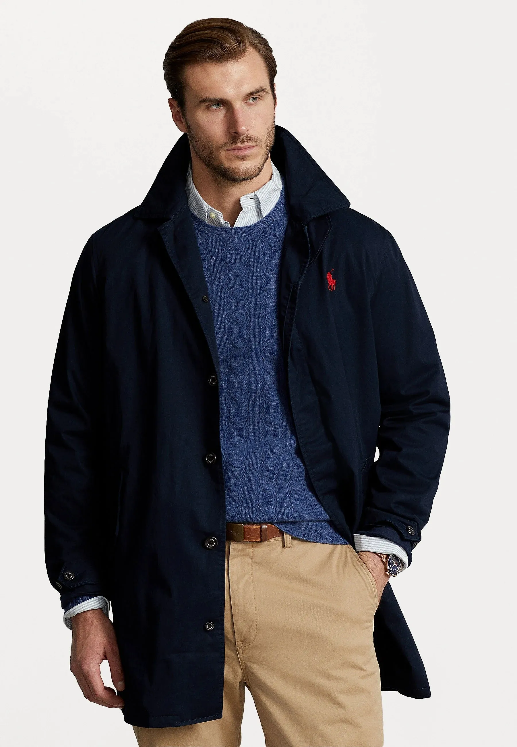 710869148 CLNVY POLO RALPH LAUREN LONG COAT MEN NAVY