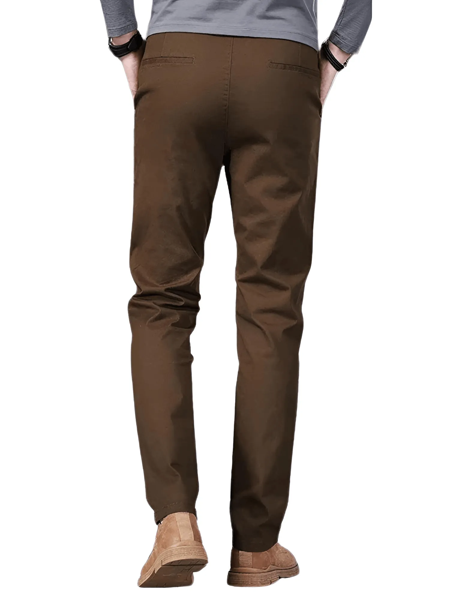 97% Cotton Men's Casual Pants Autumn Fashion Comfortable Elastic Slim Straight Business Trousers