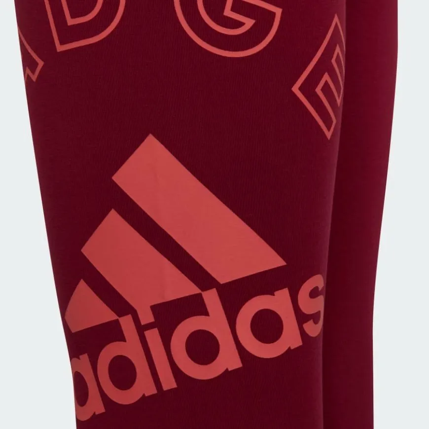 Adidas Logo Girls Lifestyle Tight Burgundy