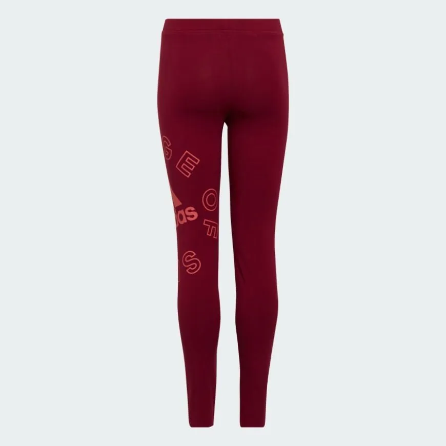 Adidas Logo Girls Lifestyle Tight Burgundy