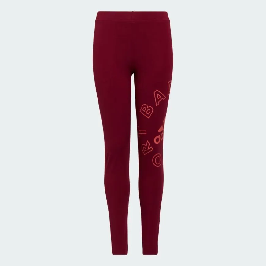 Adidas Logo Girls Lifestyle Tight Burgundy