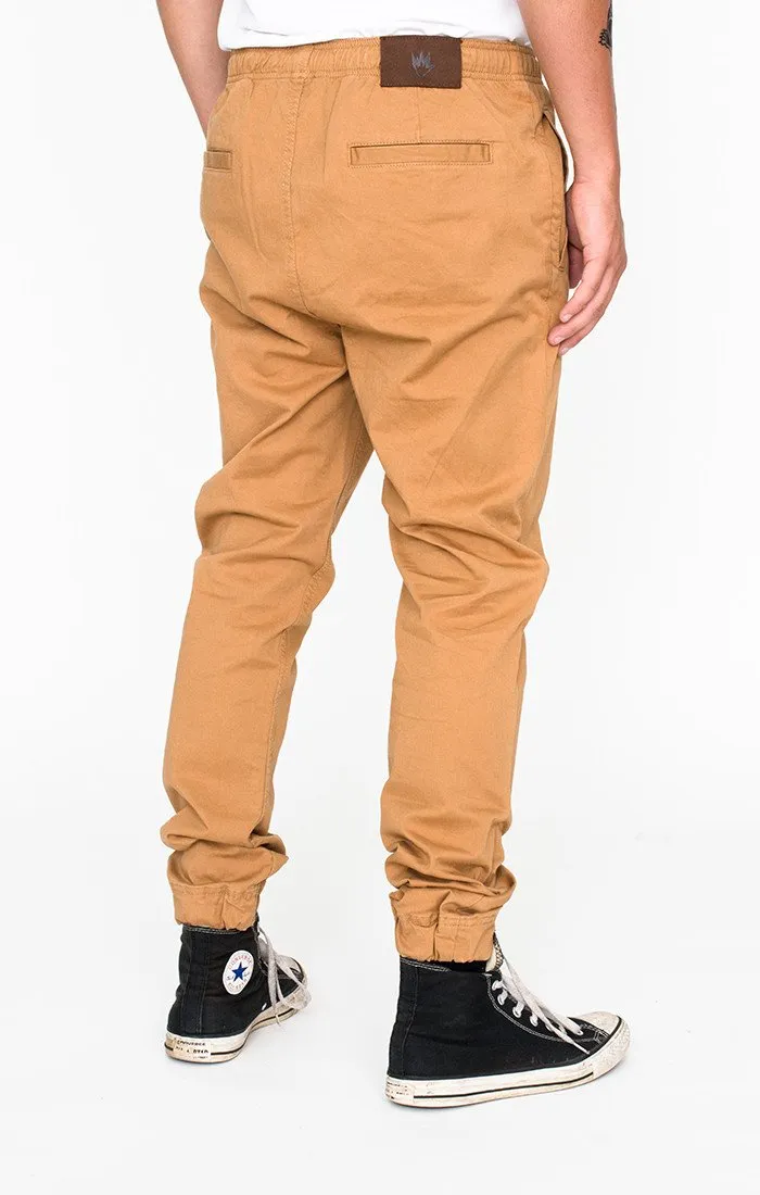 Afends Mens Hammerpants - Bone Brown - Full Elastic Drill Beach Pant