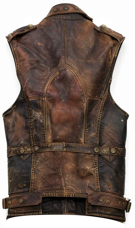 Amell Vintage Brown Leather Vest