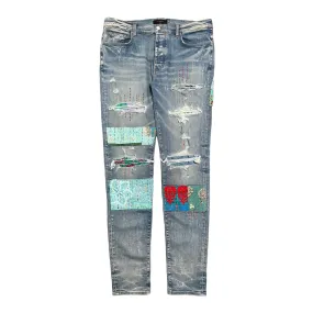 Amiri Quilted Art Patch Jeans Clay Indigo Pre-Owned