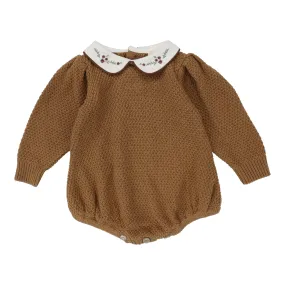 Analogie By Lil Legs Girls Knit Romper Camel