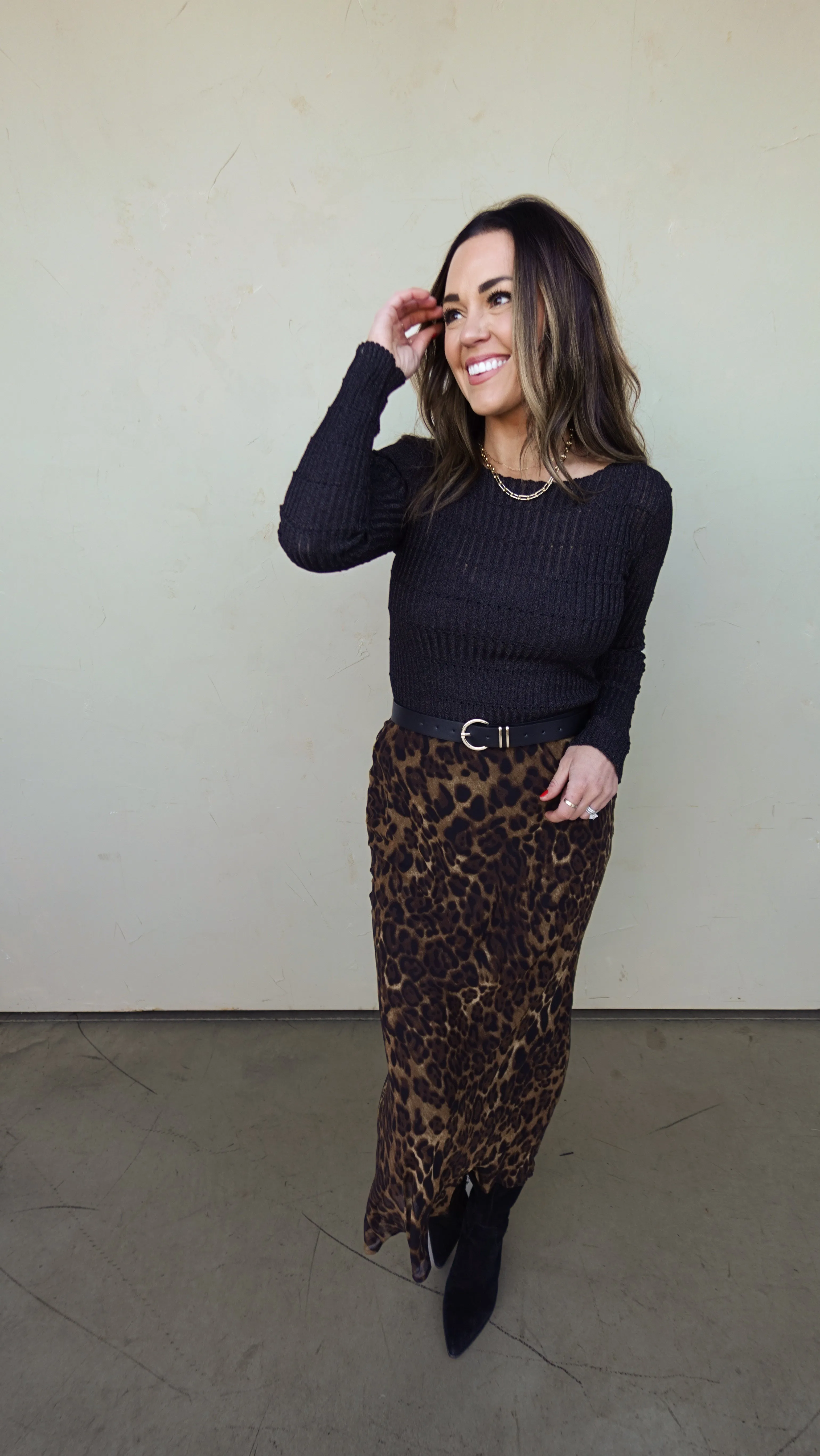 Animal Print Midi Skirt