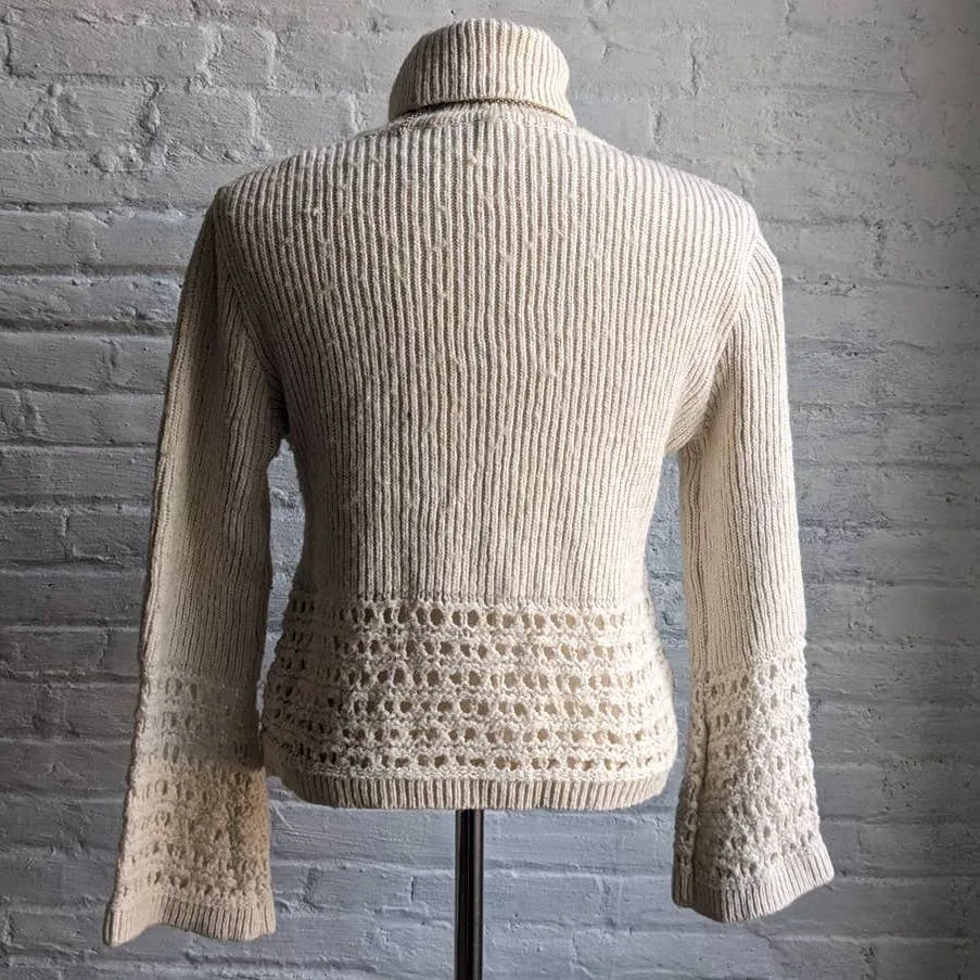 Anthropologie Fairycore Wool Knit Sweater Coquette Romantic Grunge Crochet Top