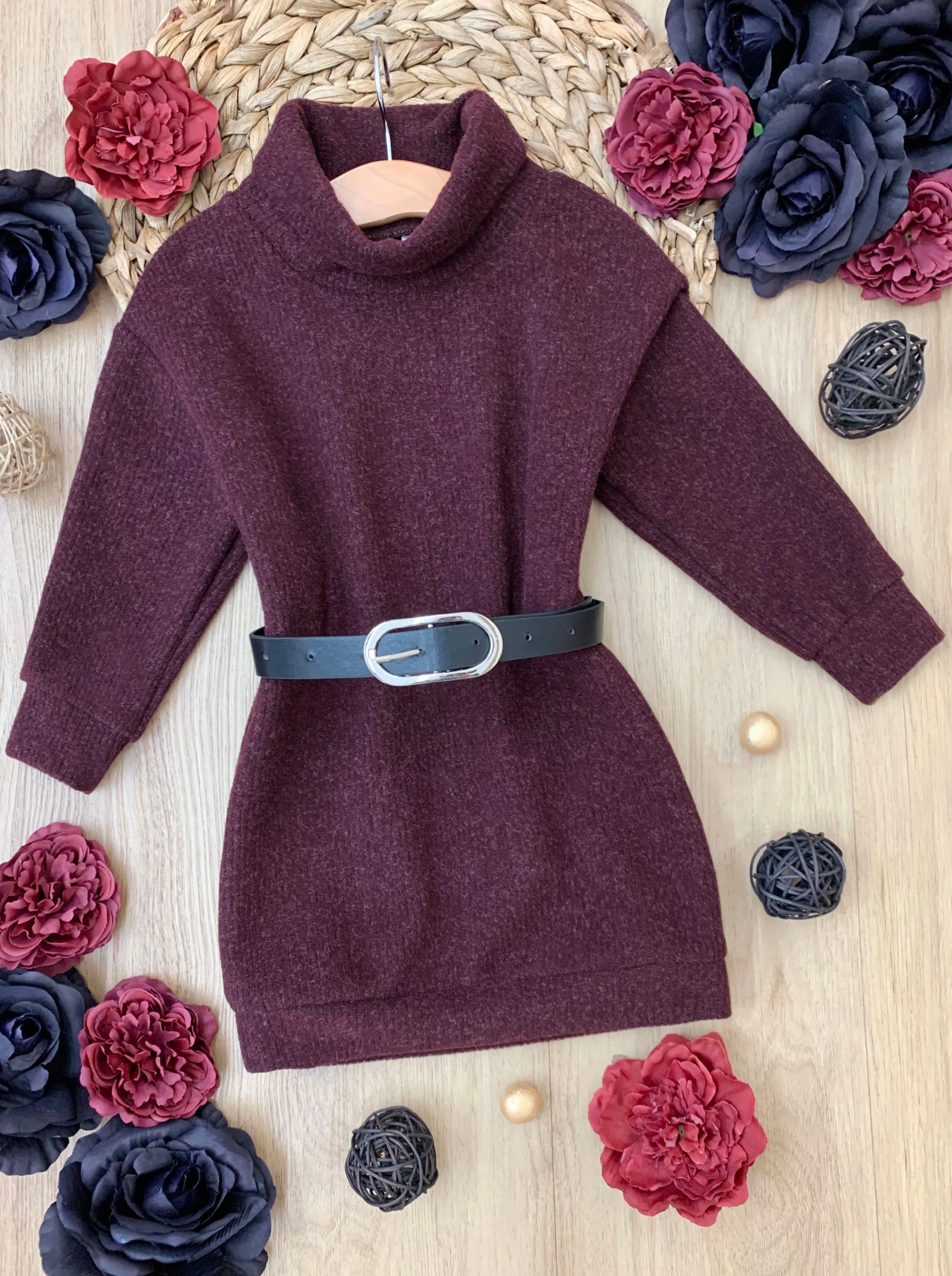 Apple Picking Mock Neck Sweater Dress