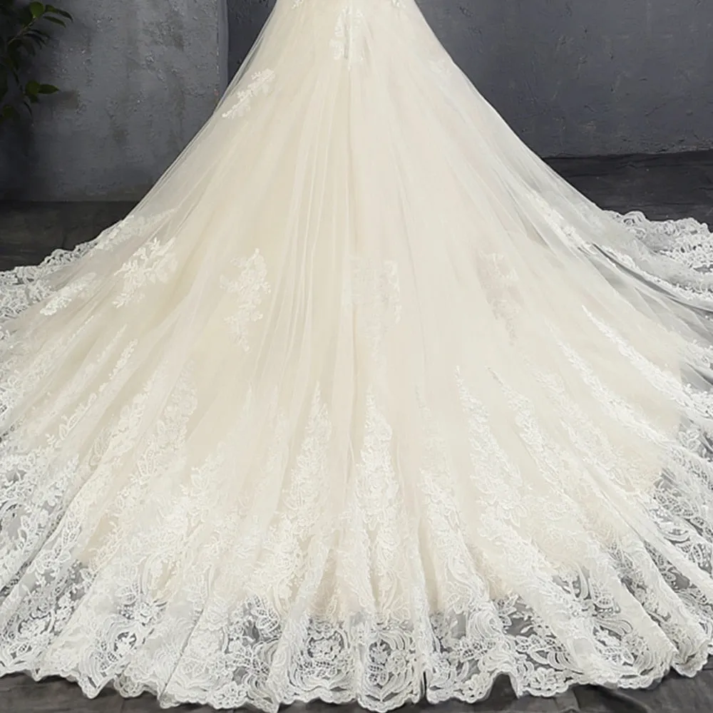 Appliques Tulle Mermaid Luxury Wedding Dress