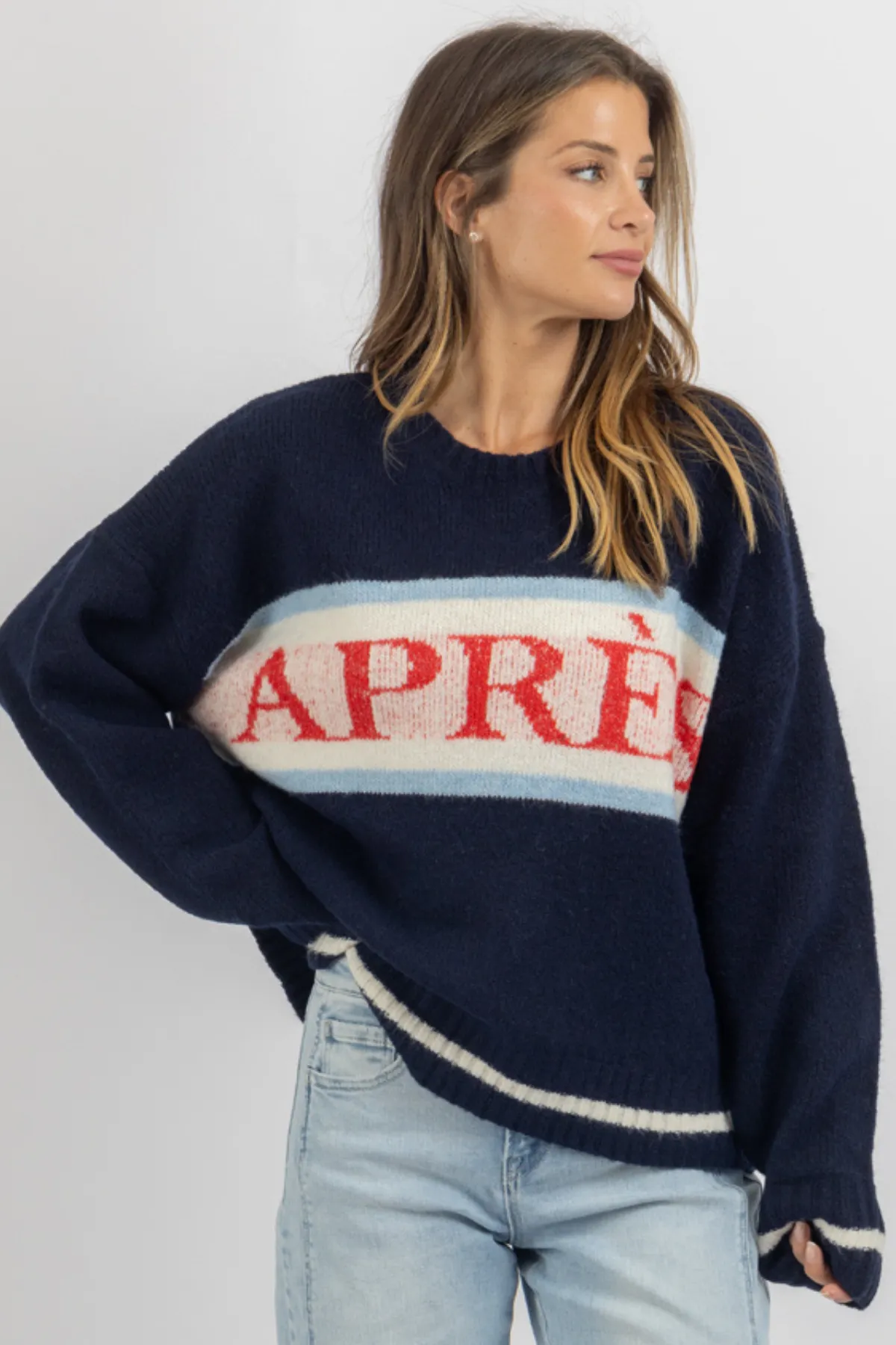 APRES NAVY GRAPHIC SWEATER