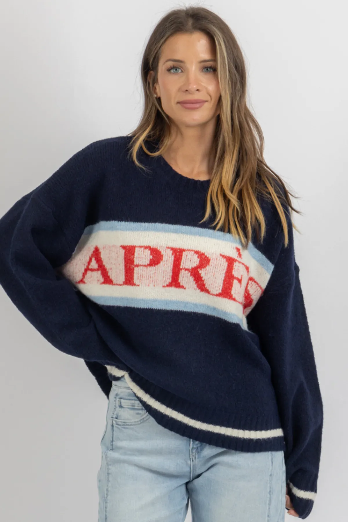 APRES NAVY GRAPHIC SWEATER