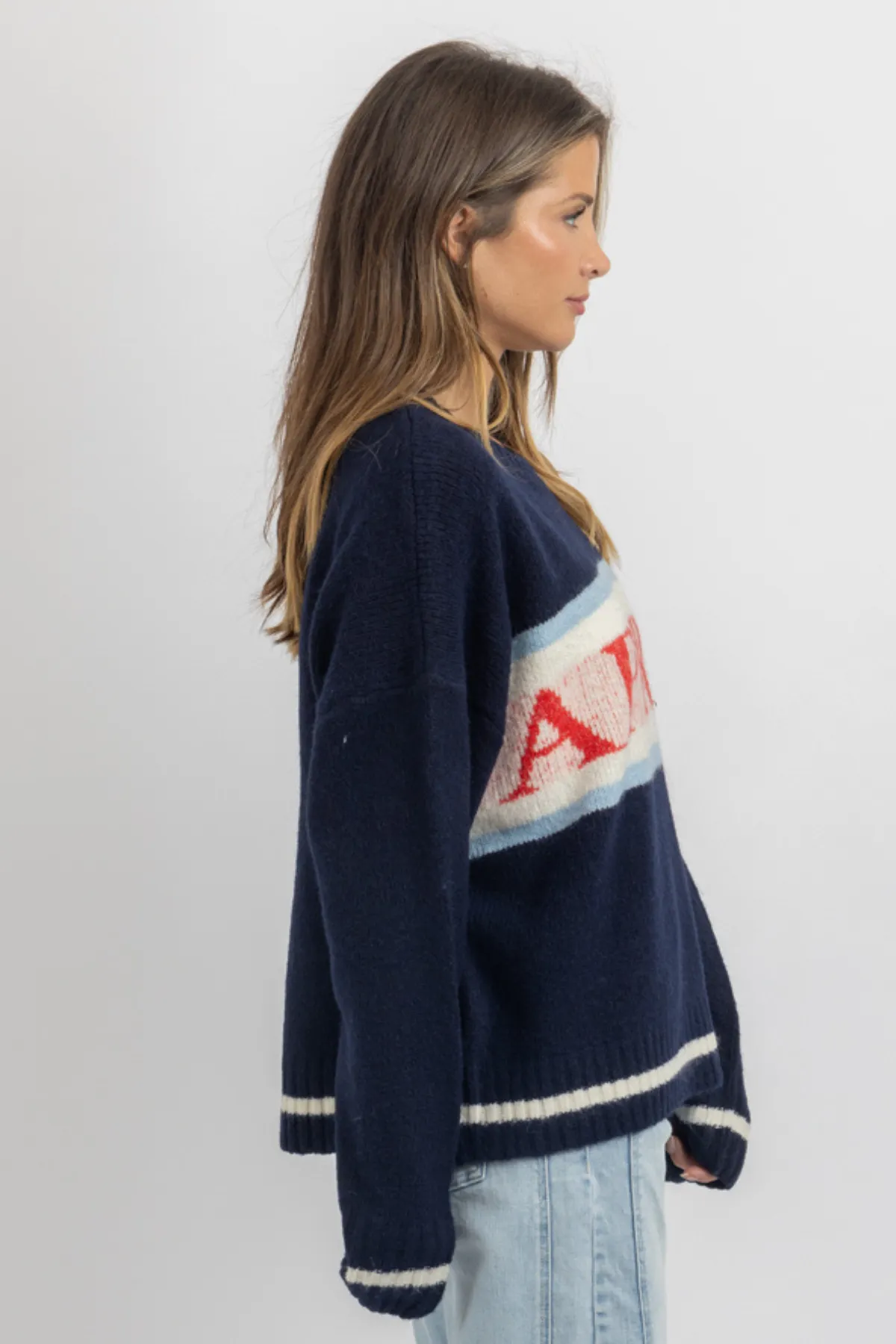 APRES NAVY GRAPHIC SWEATER