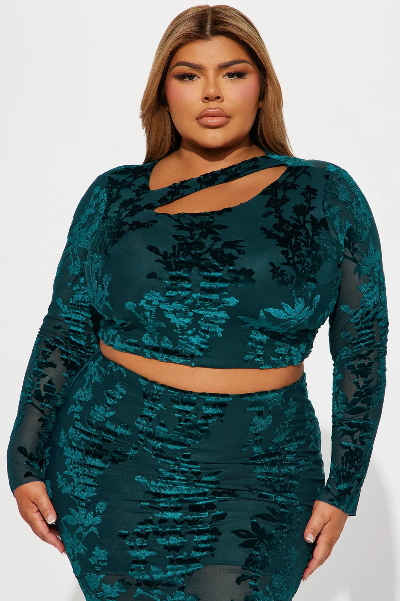 Aurora Velvet Skirt Set - Teal