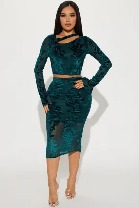 Aurora Velvet Skirt Set - Teal