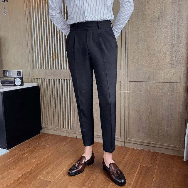 Autumn Streetwear Men Business Casual Slim Fit Pant Office Trousers Men Korean Style Fall Fashion All-match Straight Pants White