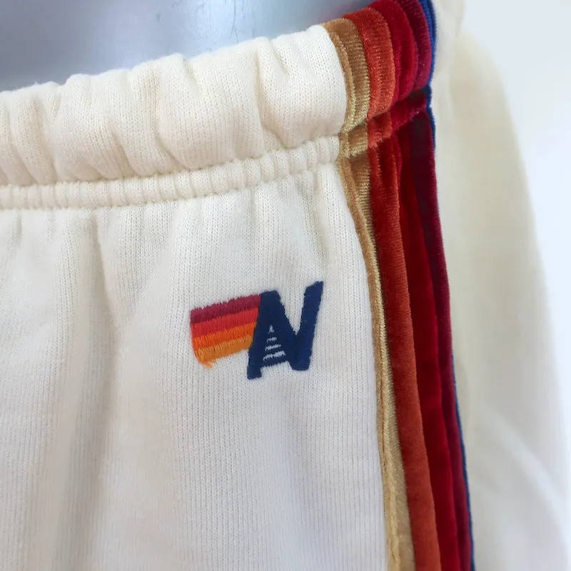 Aviator Nation Velvet Stripe Sweatpants Cream Size Large