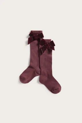 Baby burgundy knee-high socks