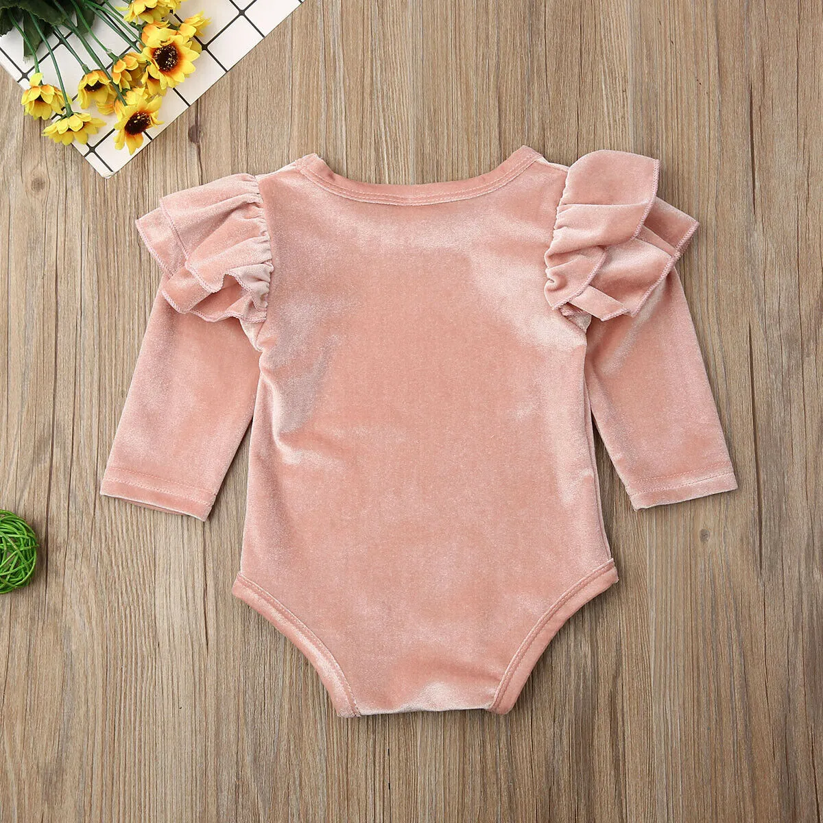 Baby Girl Velvet Ruffle Romper - Velvet Bodysuit