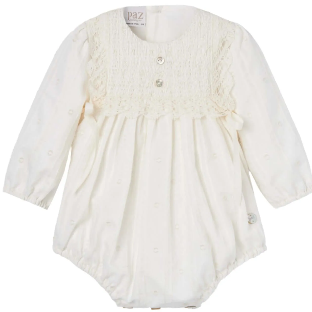 Baby Girls Cream Lace Romper with Tights