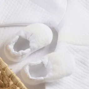 Baby White Quilted Cotton Booties