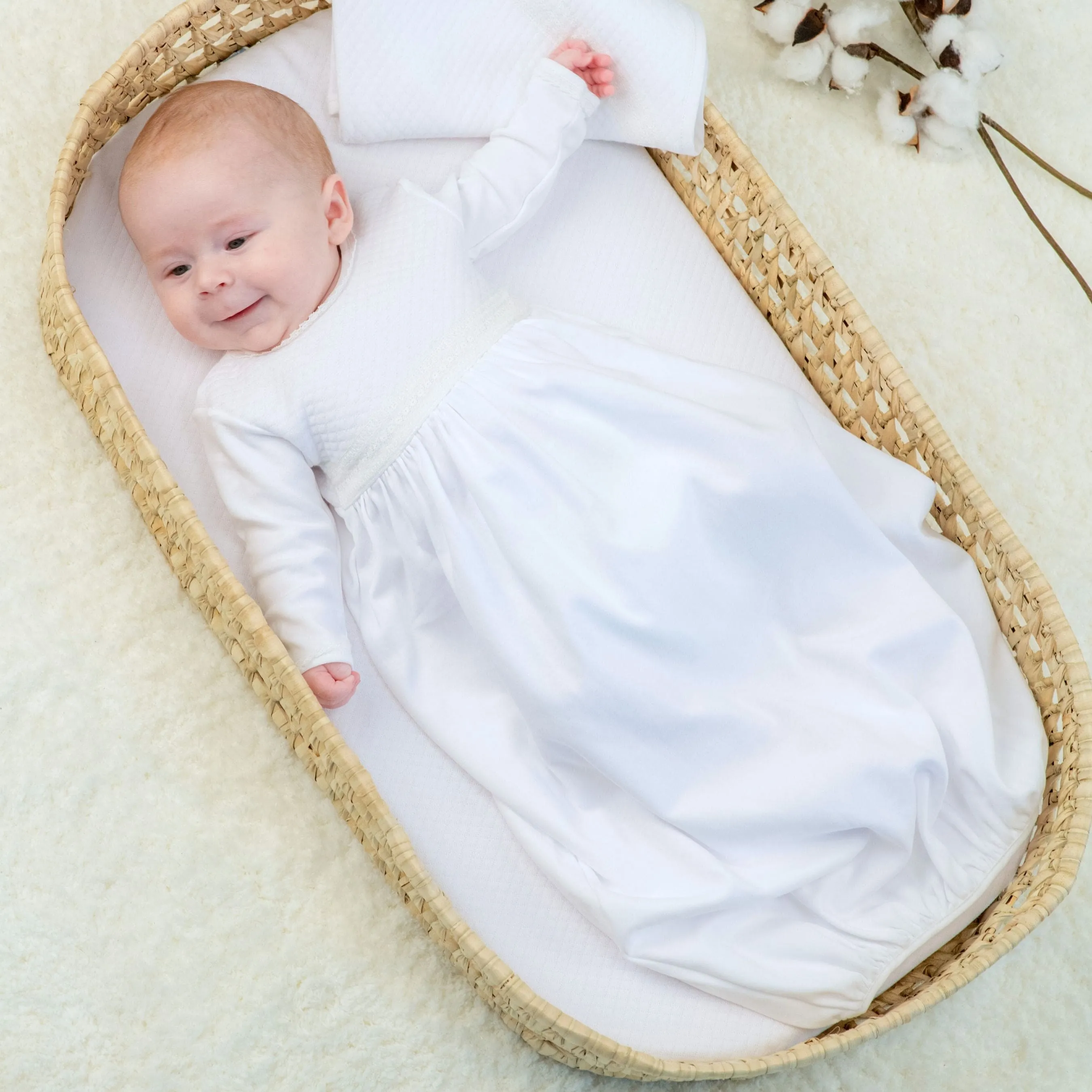 Baby White Quilted Cotton Gown