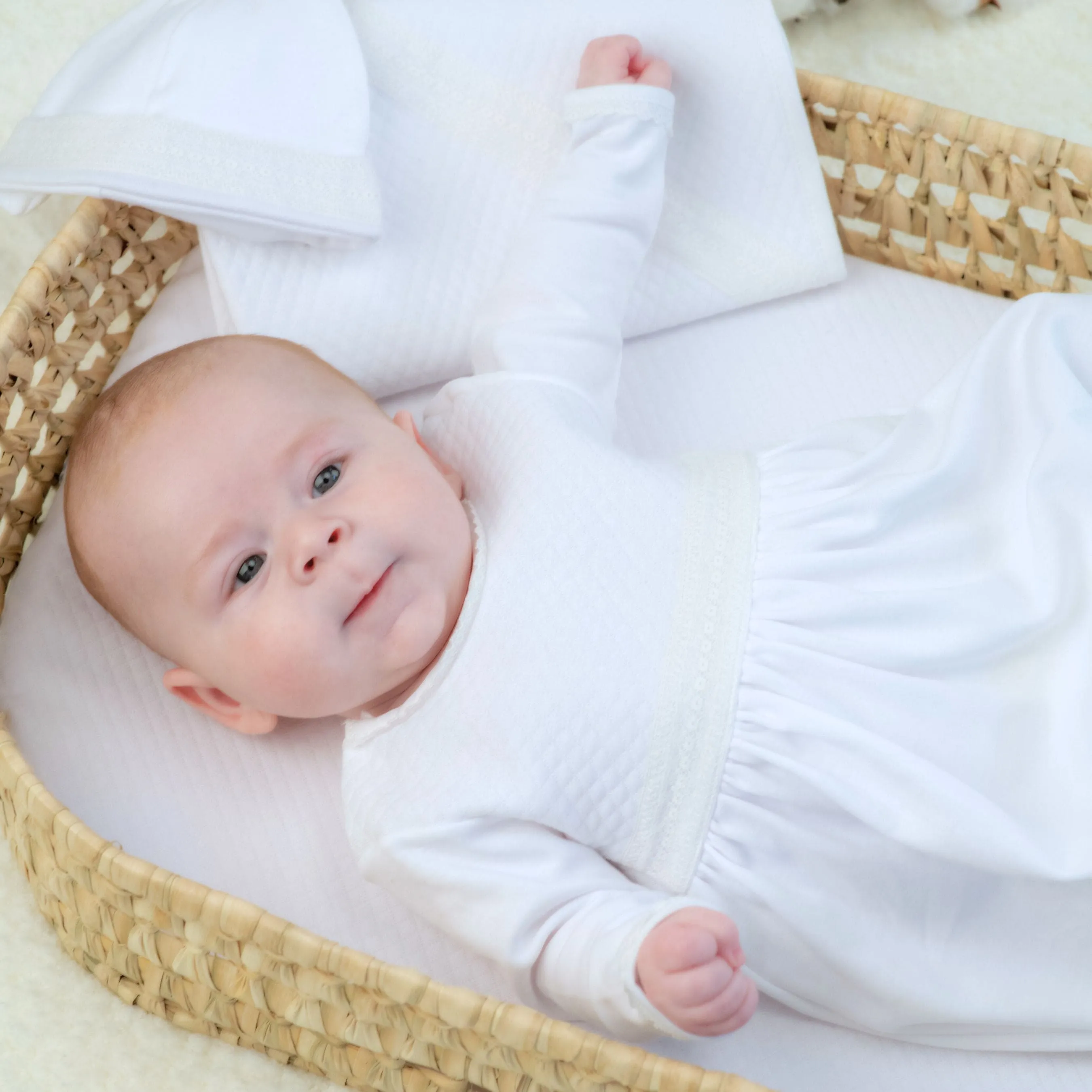 Baby White Quilted Cotton Gown