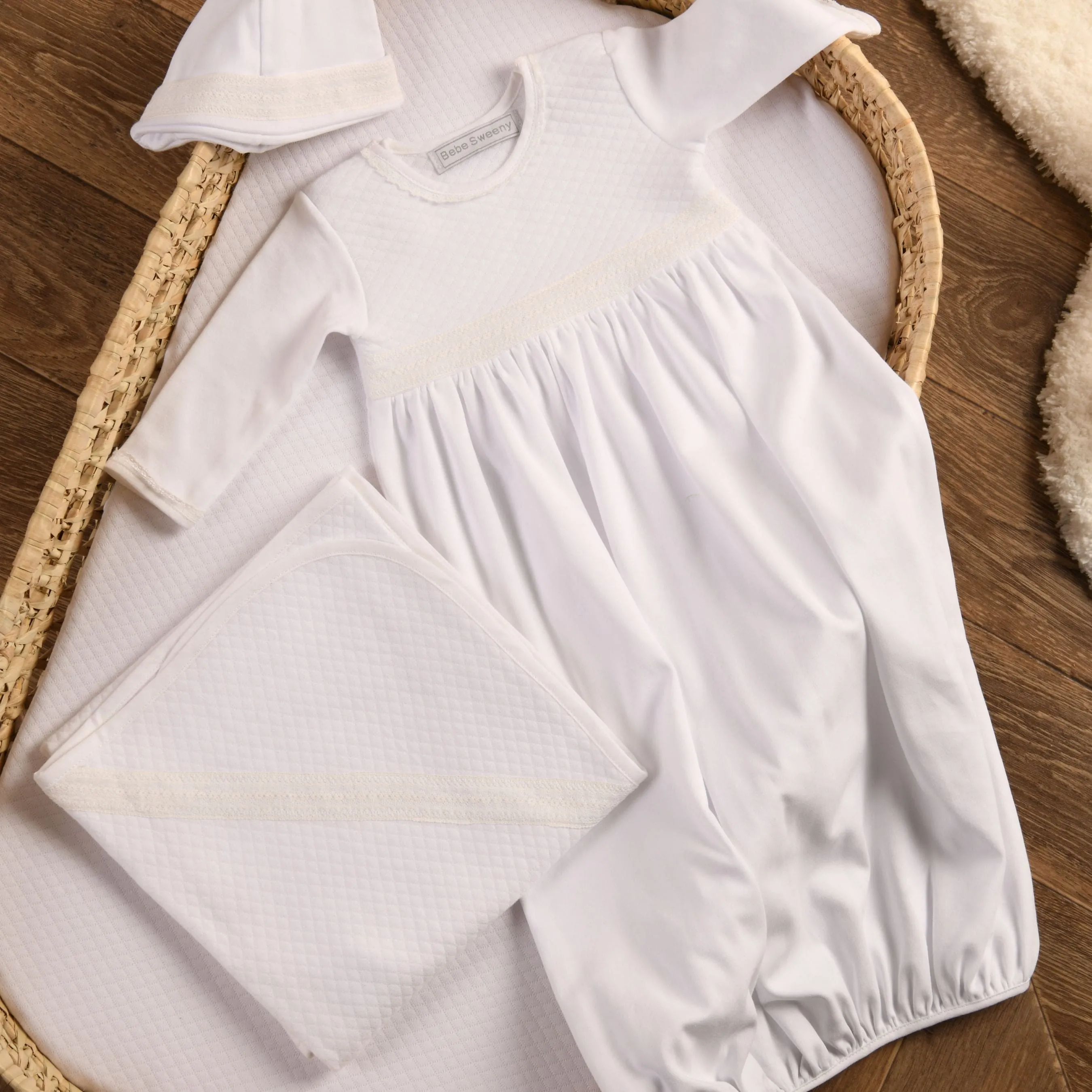 Baby White Quilted Cotton Gown