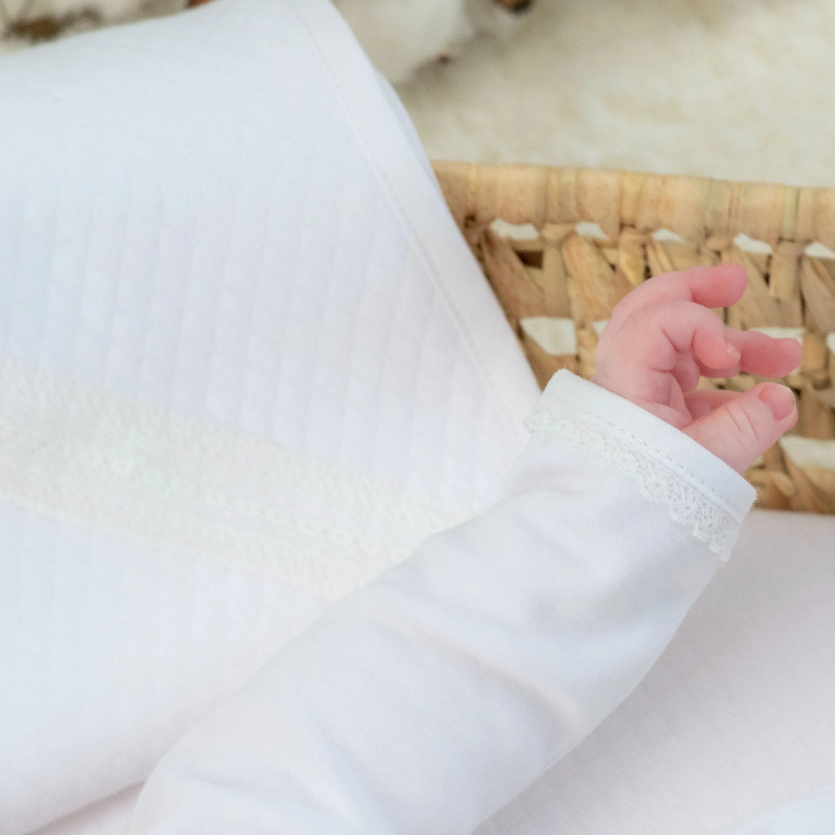 Baby White Quilted Cotton Gown