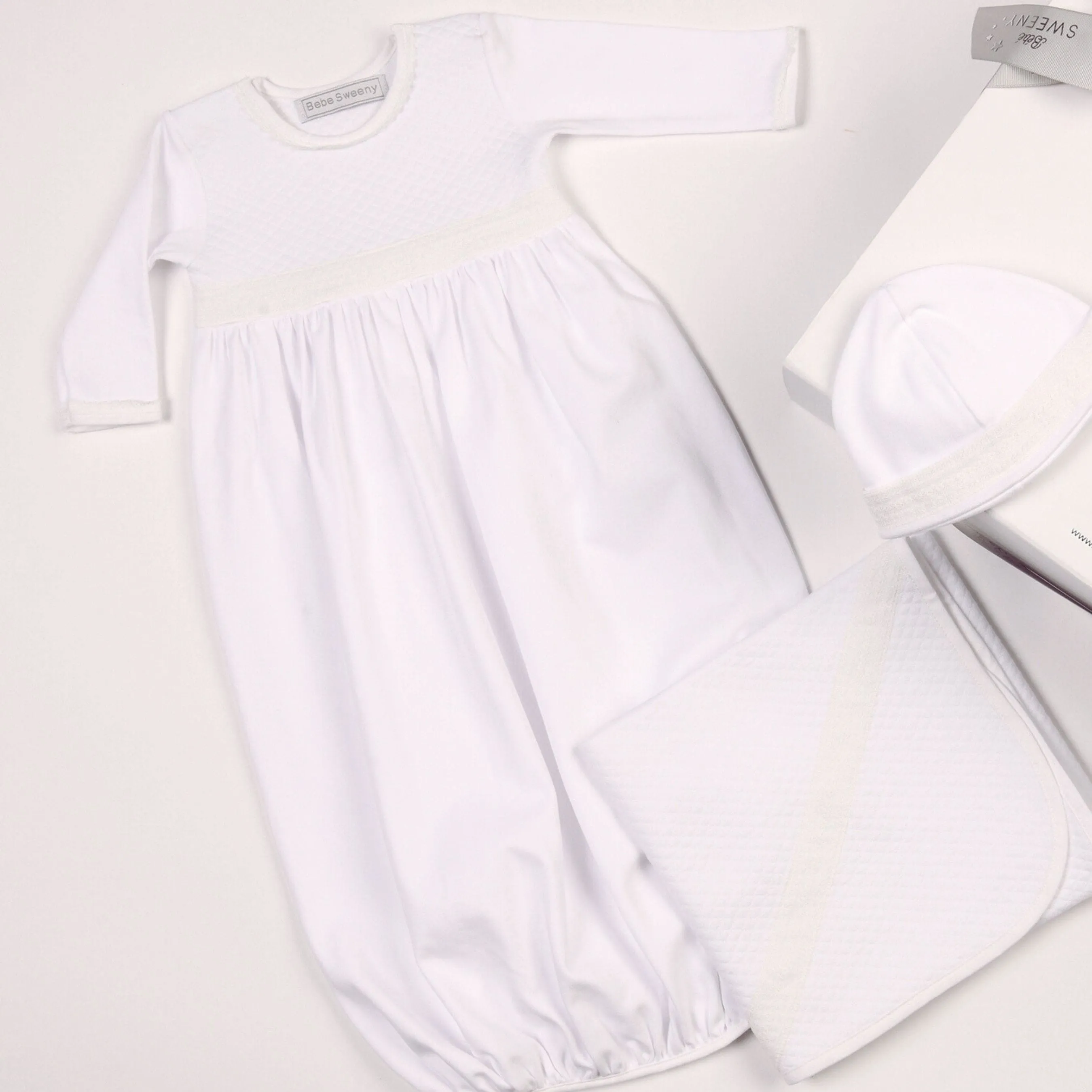 Baby White Quilted Cotton Gown