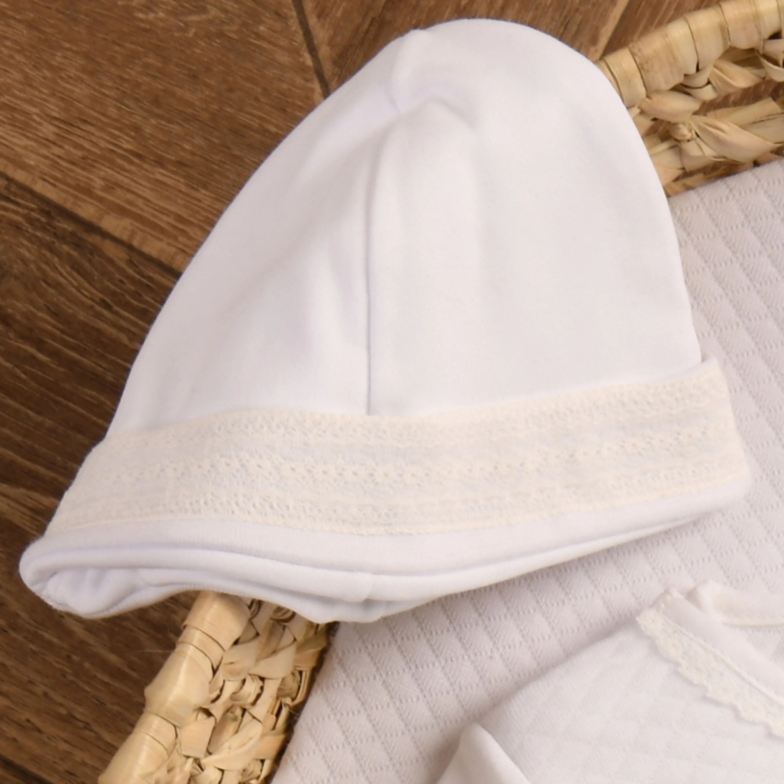 Baby White Quilted Cotton Hat