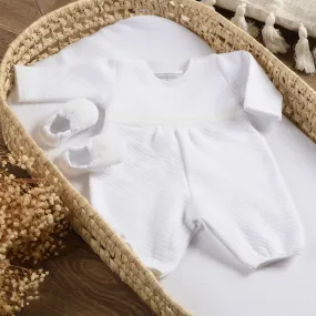 Baby White Quilted Cotton Romper