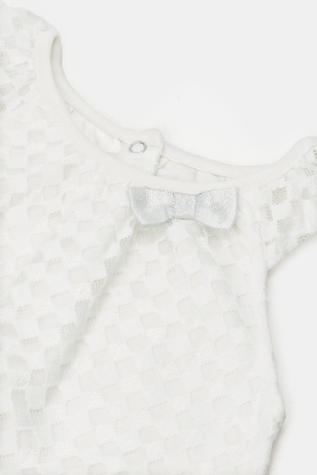 Baby White Romper With Bow