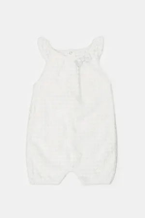 Baby White Romper With Bow