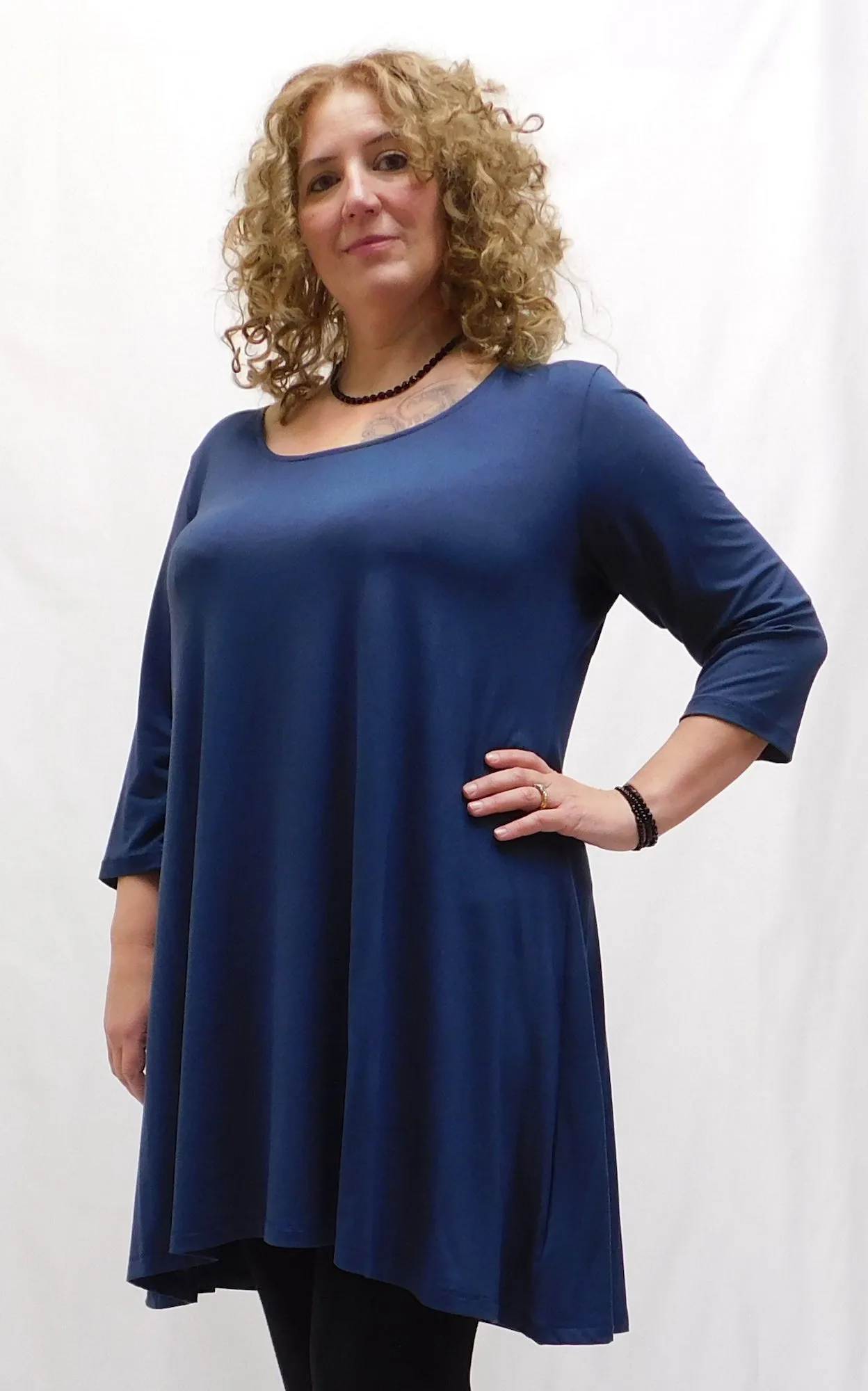 Bamboo Long Tunic Top Marine - M,L,XL,3XL