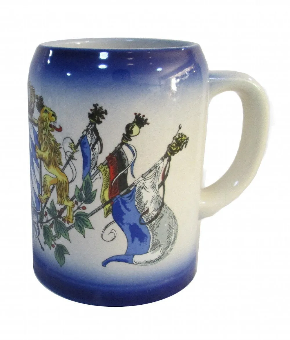 Beer Stein Blue Stoneware .75 Liter