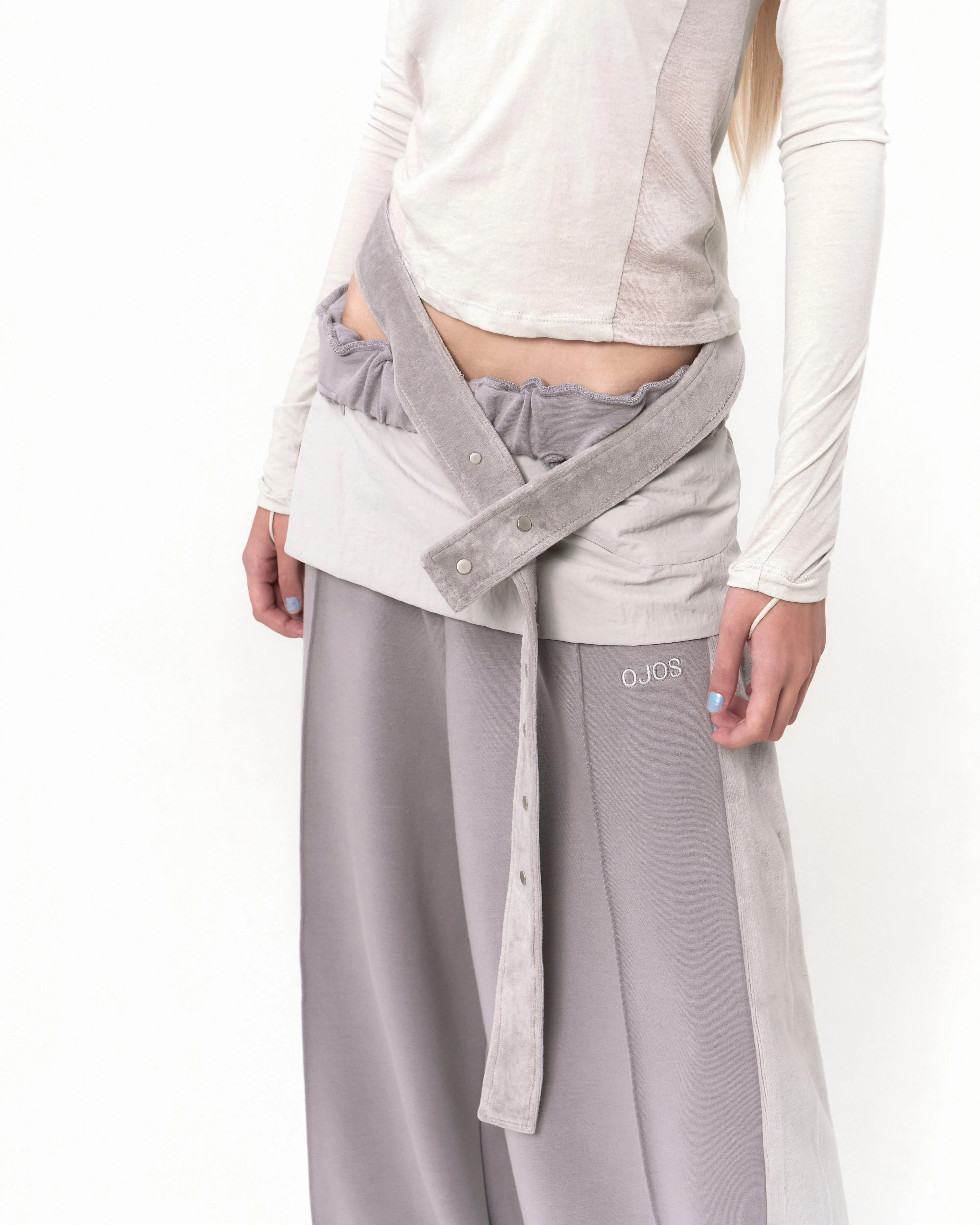 Belt Wide Sweat Pants Grey