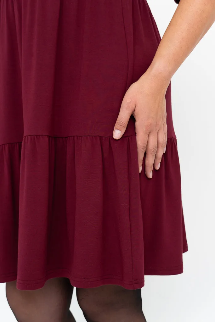 Bernadette Dress, Burgundy, Bamboo