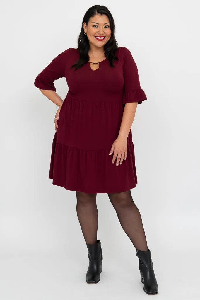 Bernadette Dress, Burgundy, Bamboo