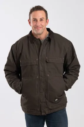 'Berne' Men's Washed Chore Coat - Olive Duck