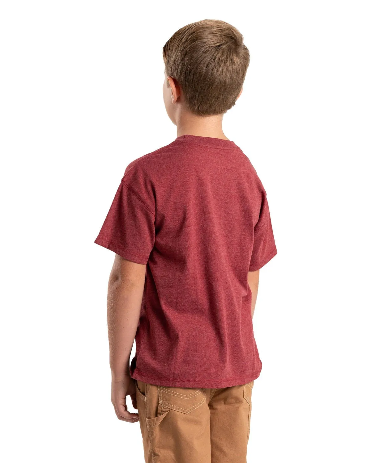 Berne Youth Unisex Big Bear Barn Dark Red Cotton Blend S/S T-Shirt