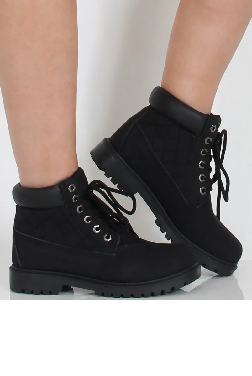 Black Quilted Hiker Boots - Coco