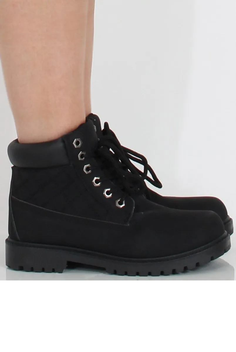 Black Quilted Hiker Boots - Coco