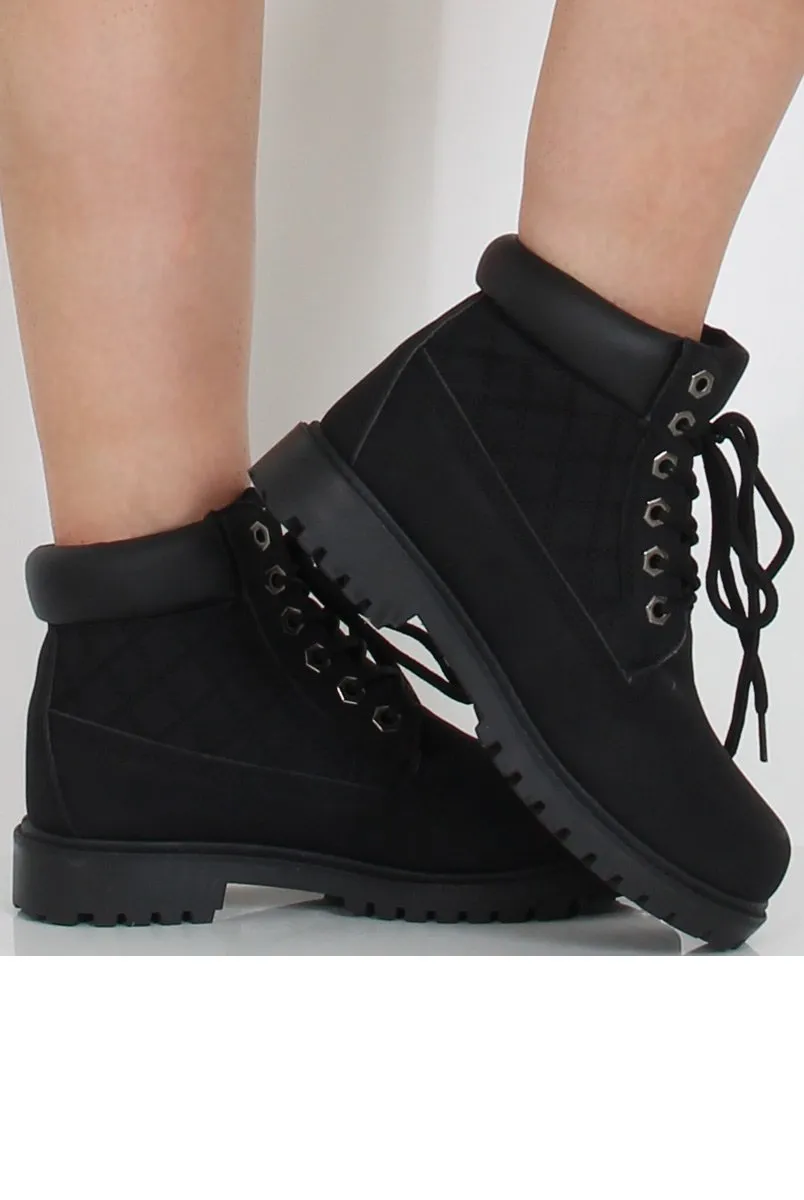 Black Quilted Hiker Boots - Coco