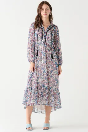 Black Tape Blue Pink Paisley Midi Dress