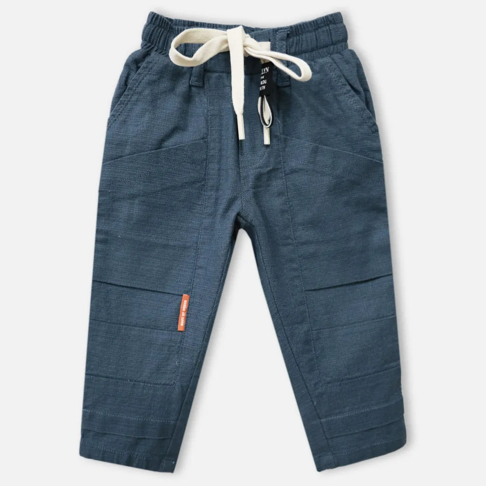 Blue Elasticated Waistband Cotton Pant