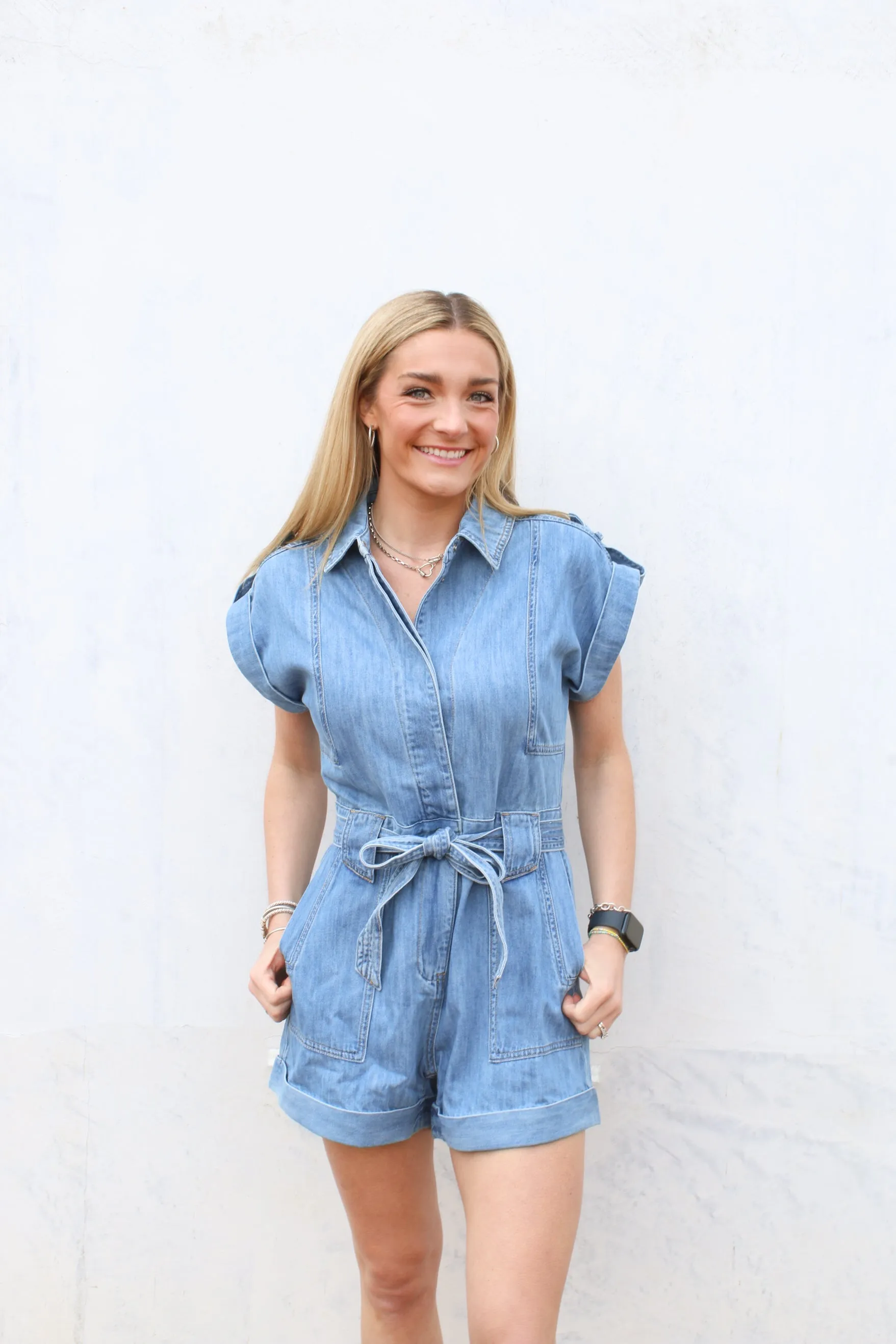 Blue Jean Iris Romper