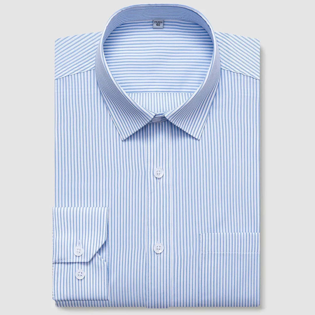 Blue Vertical Stripe Dress Shirt